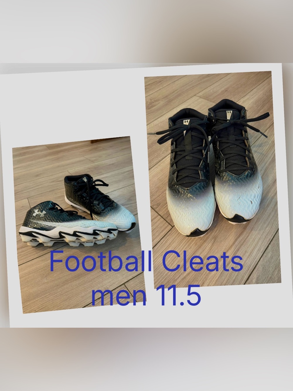 Under Armour Black to White Gradient Men's Athletic Football/Baseball cleats.
